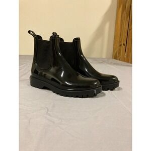 Toni Pons Cavan Chelsea Boot Women's Black Glossy Round Toe Waterproof - 7.5